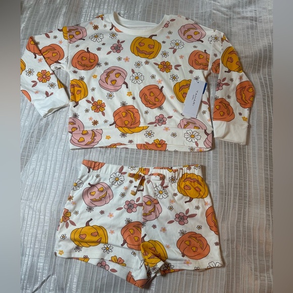 Charming Pumpkin and Floral Girls sleepwear, Size 10/12 NWT - Picture 7 of 8